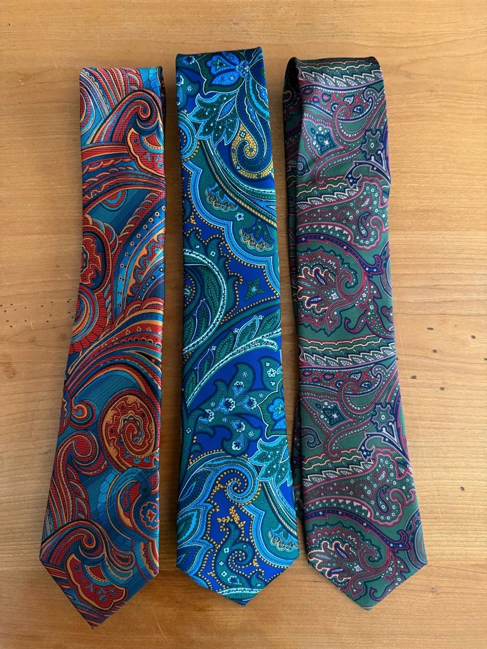 Men’s necktie bundle red Turquoise blue army green paisley party suit tie new